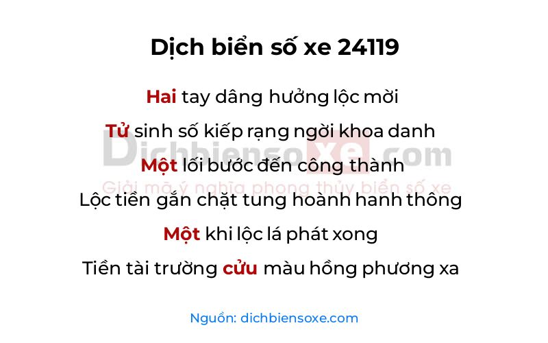 Dịch thơ biển số 24119