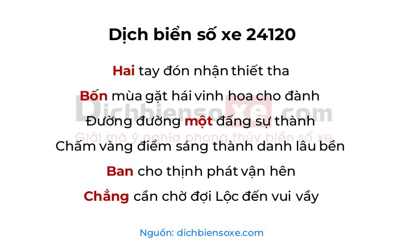 Dịch thơ biển số 24120