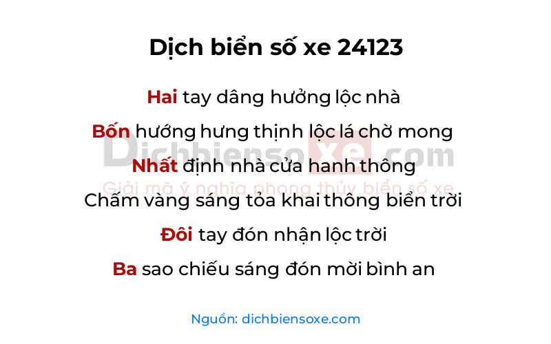 Dịch thơ biển số 24123