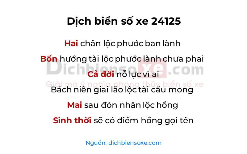 Dịch thơ biển số 24125