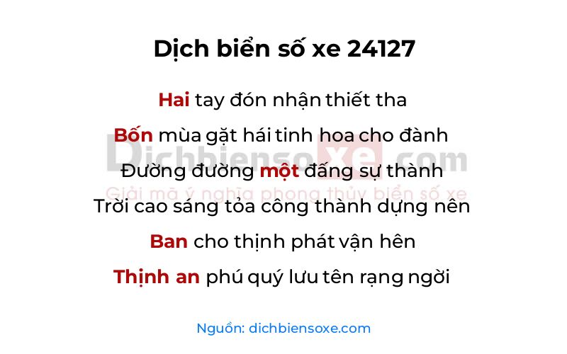 Dịch thơ biển số 24127