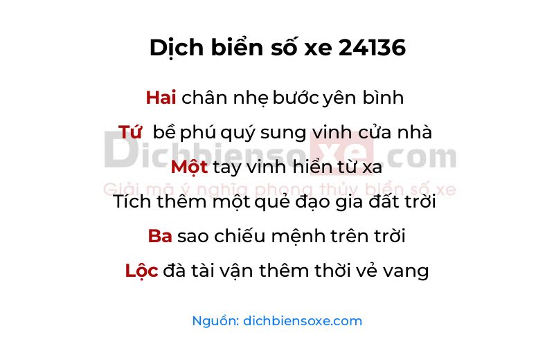 Dịch thơ biển số 24136