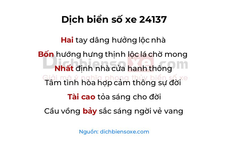 Dịch thơ biển số 24137