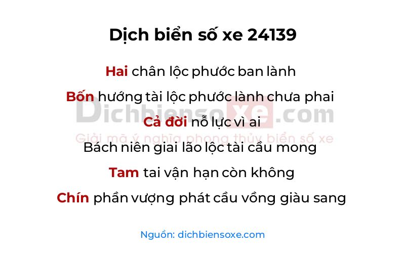 Dịch thơ biển số 24139
