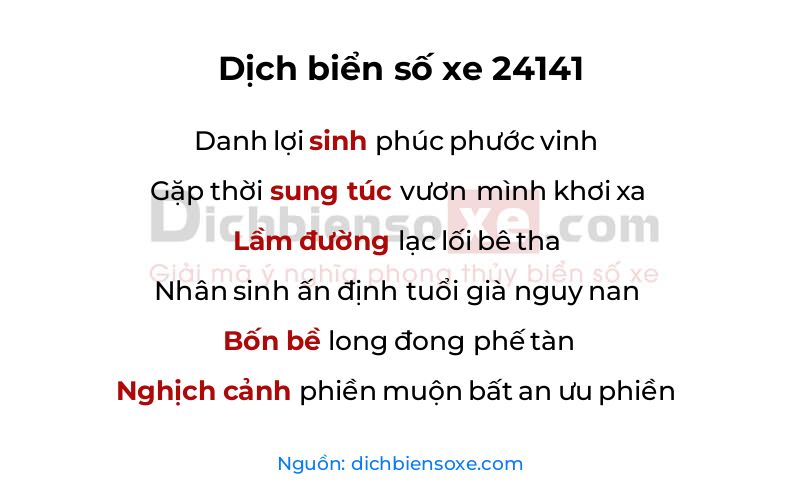 Dịch thơ biển số 24141