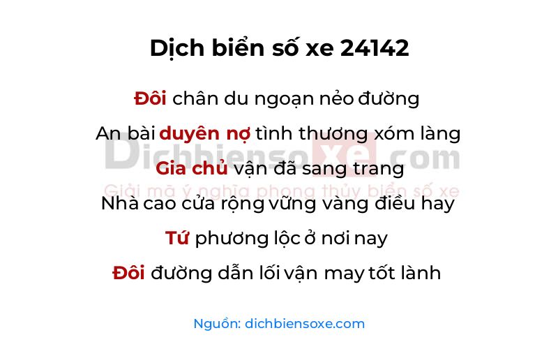 Dịch thơ biển số 24142