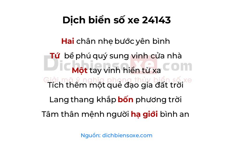 Dịch thơ biển số 24143