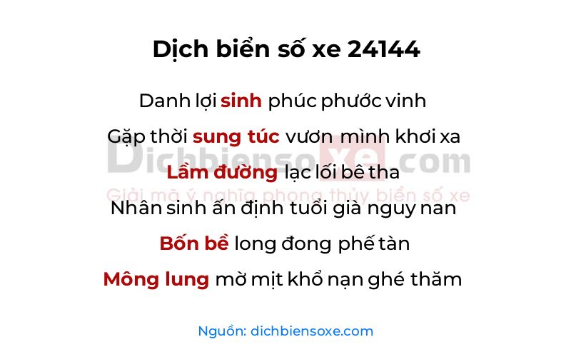 Dịch thơ biển số 24144