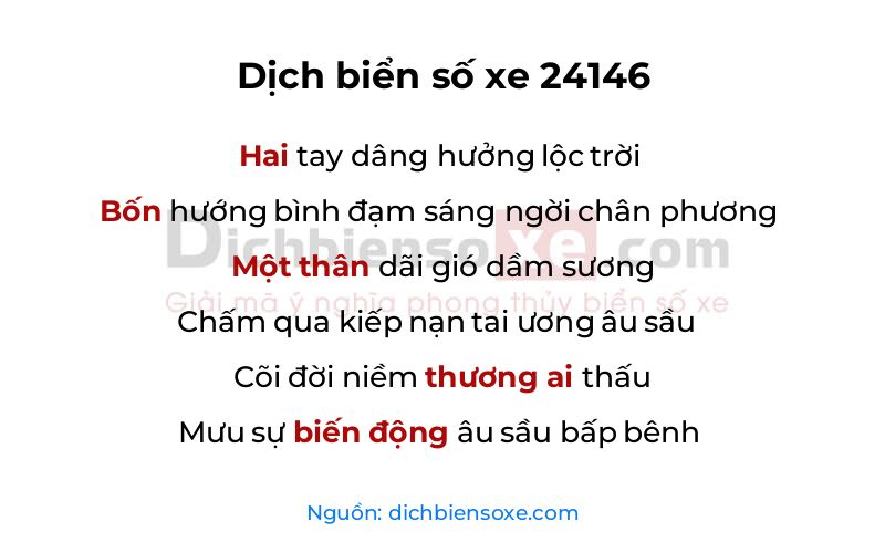 Dịch thơ biển số 24146