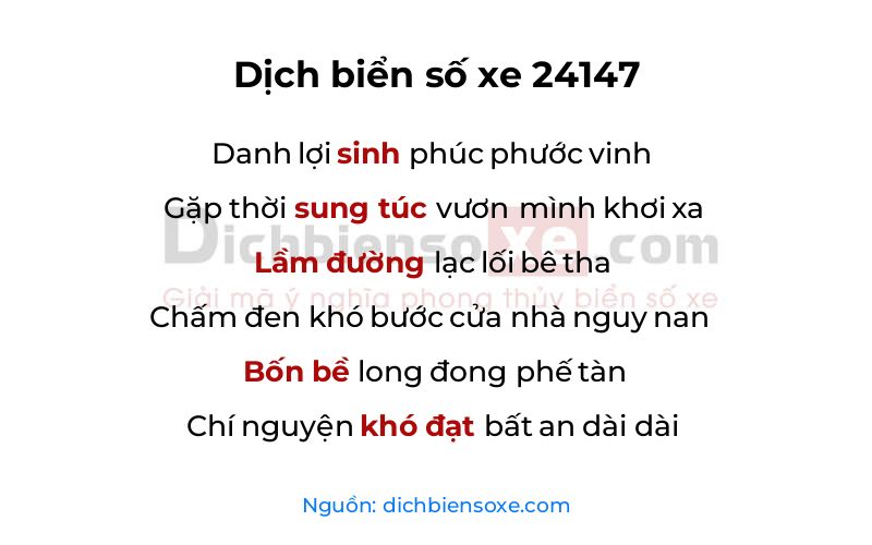 Dịch thơ biển số 24147