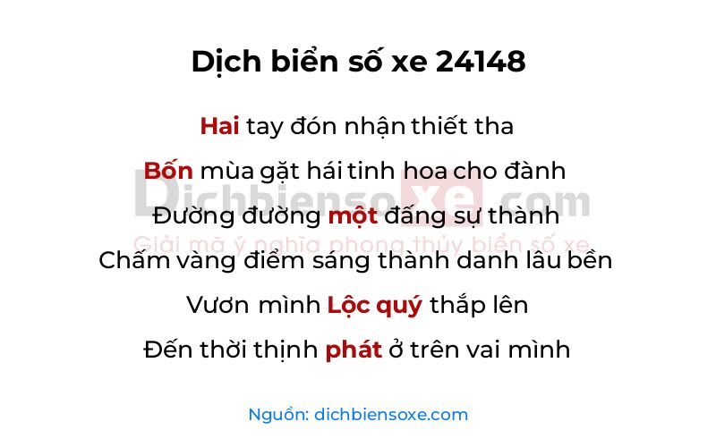 Dịch thơ biển số 24148