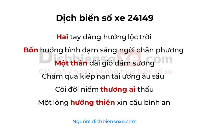 Dịch thơ biển số 24149