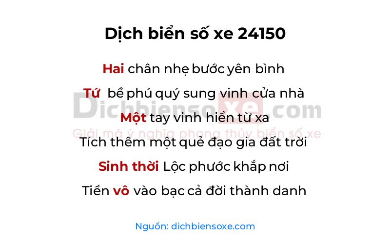 Dịch thơ biển số 24150