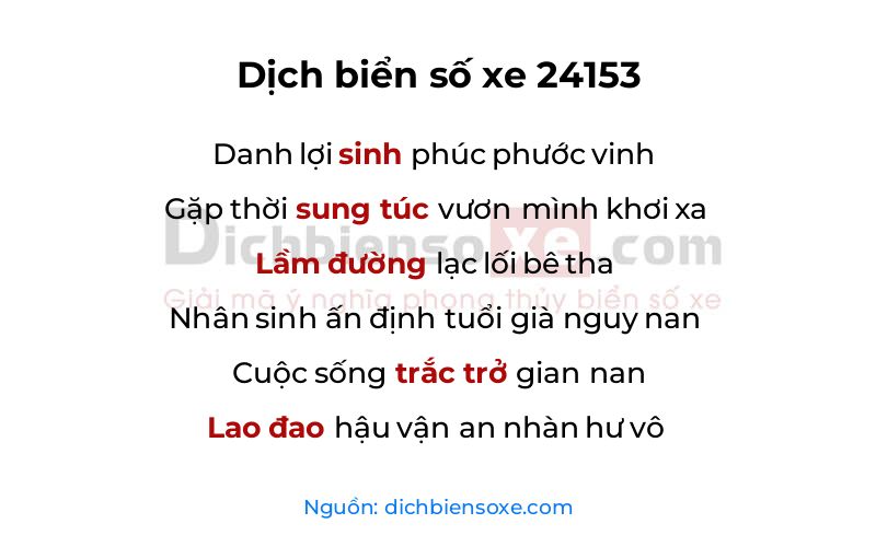 Dịch thơ biển số 24153