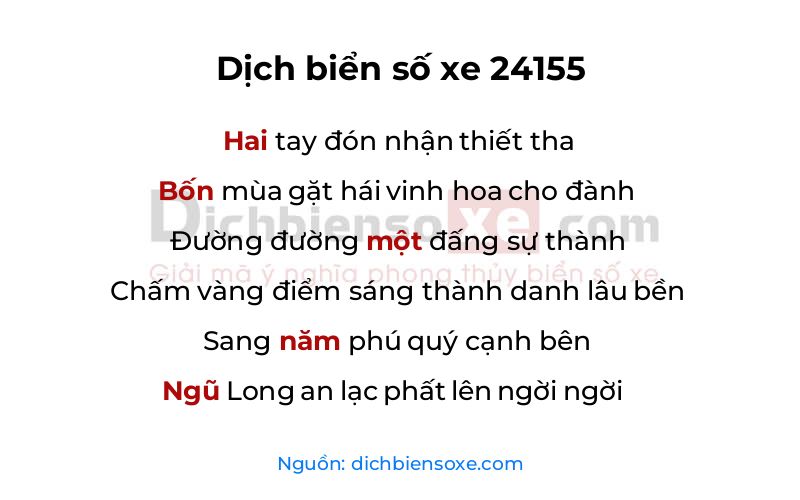 Dịch thơ biển số 24155