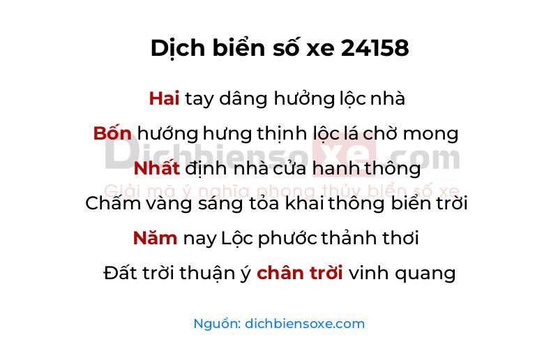 Dịch thơ biển số 24158