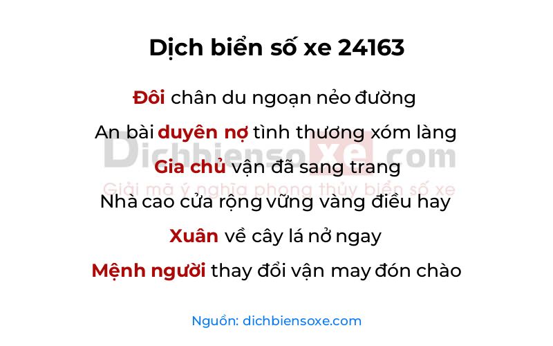 Dịch thơ biển số 24163