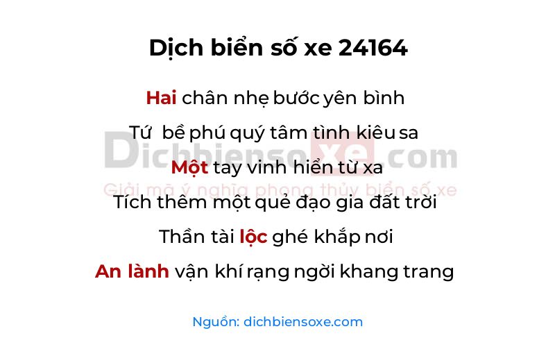 Dịch thơ biển số 24164