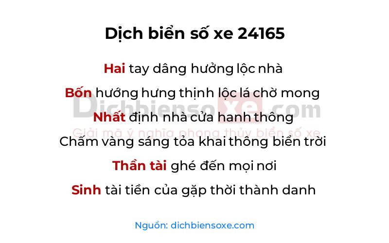 Dịch thơ biển số 24165