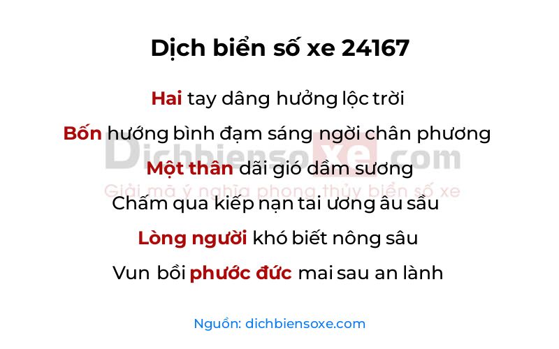 Dịch thơ biển số 24167