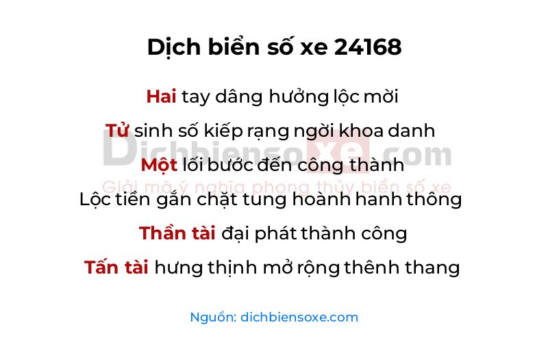 Dịch thơ biển số 24168