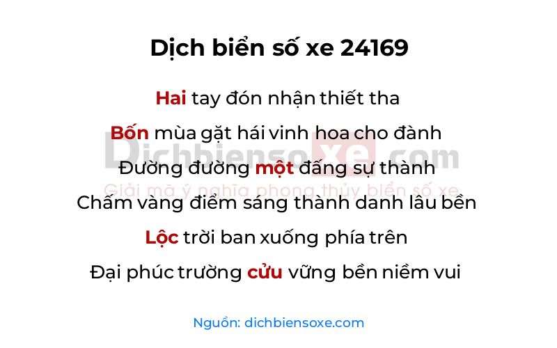 Dịch thơ biển số 24169