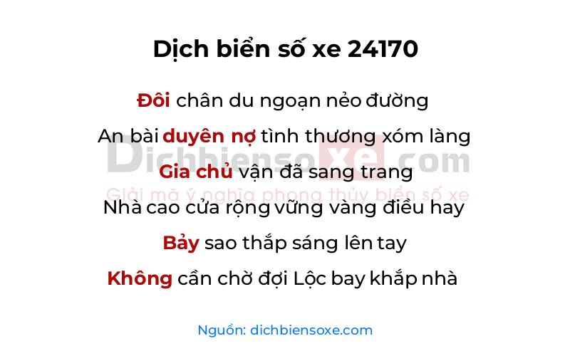 Dịch thơ biển số 24170