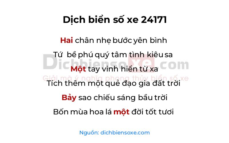 Dịch thơ biển số 24171
