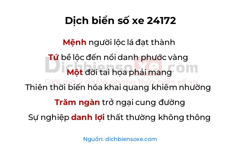 Dịch thơ biển số 24172
