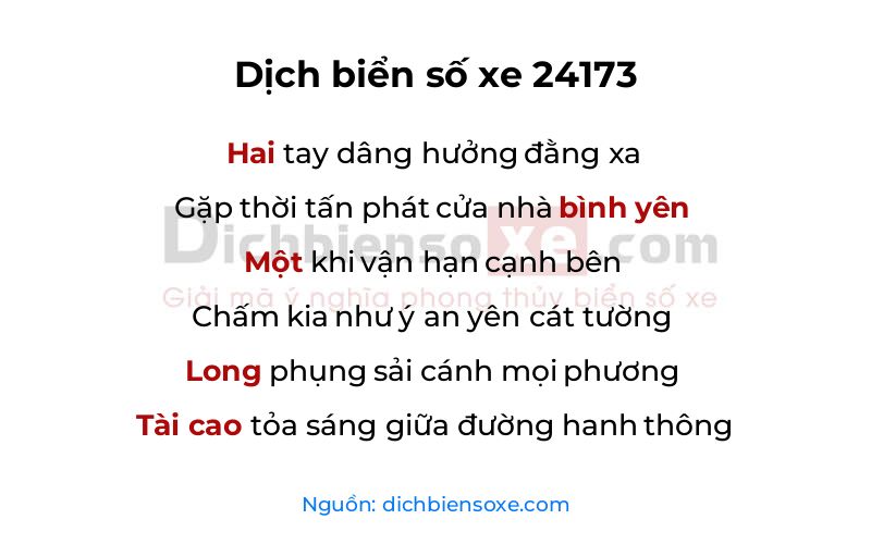 Dịch thơ biển số 24173