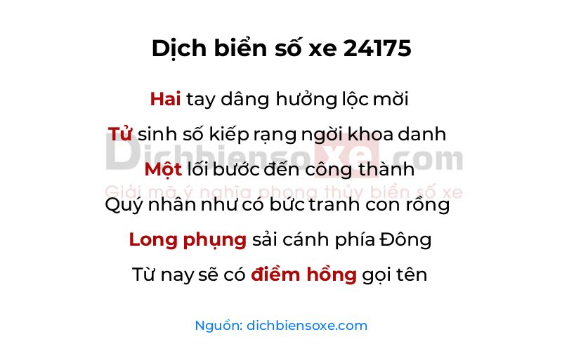 Dịch thơ biển số 24175
