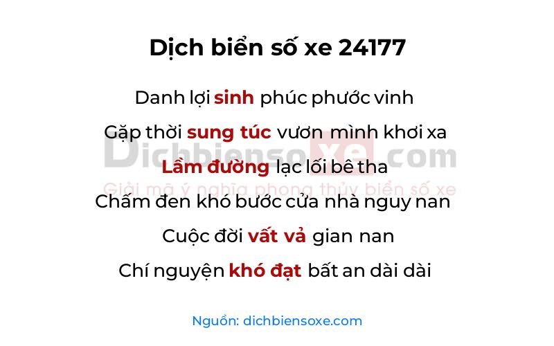 Dịch thơ biển số 24177