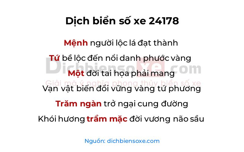 Dịch thơ biển số 24178