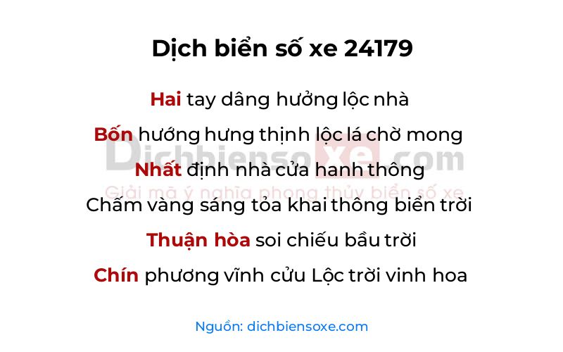 Dịch thơ biển số 24179