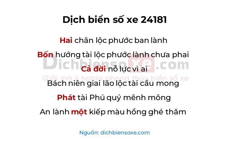 Dịch thơ biển số 24181