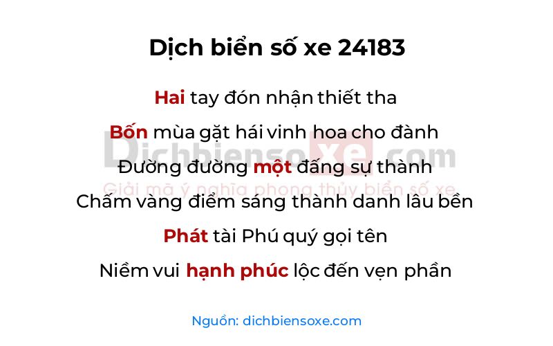 Dịch thơ biển số 24183