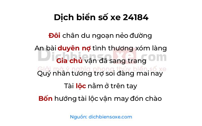 Dịch thơ biển số 24184