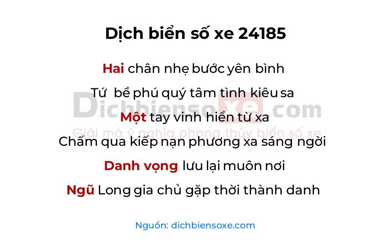 Dịch thơ biển số 24185