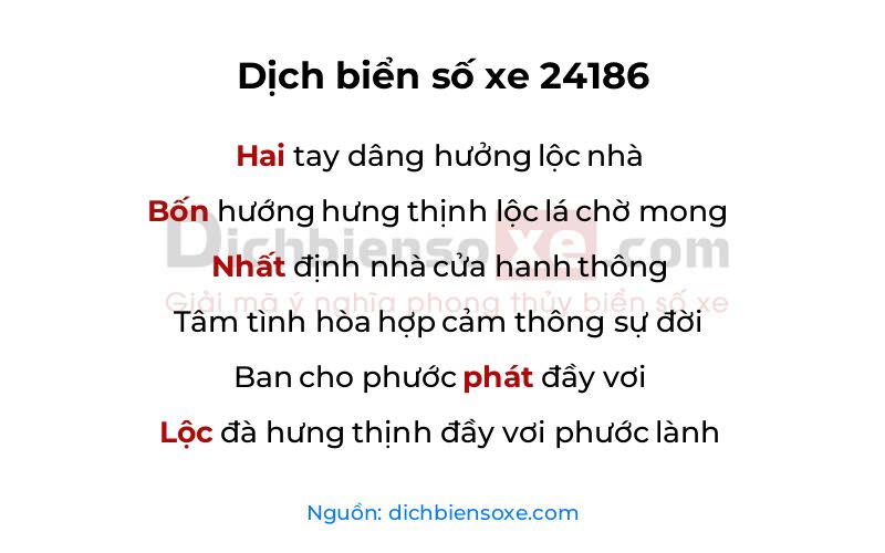 Dịch thơ biển số 24186