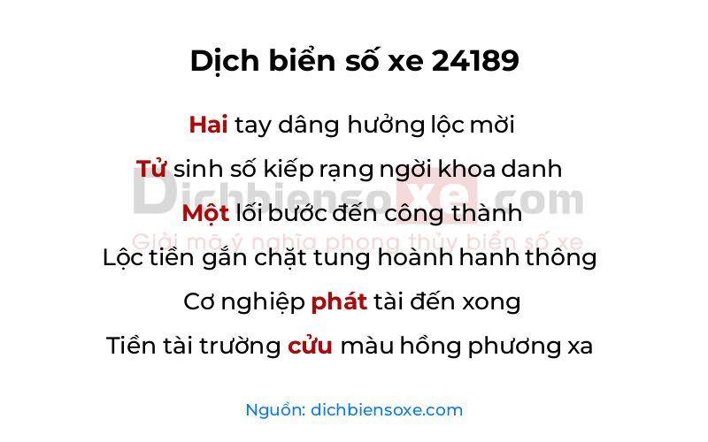 Dịch thơ biển số 24189