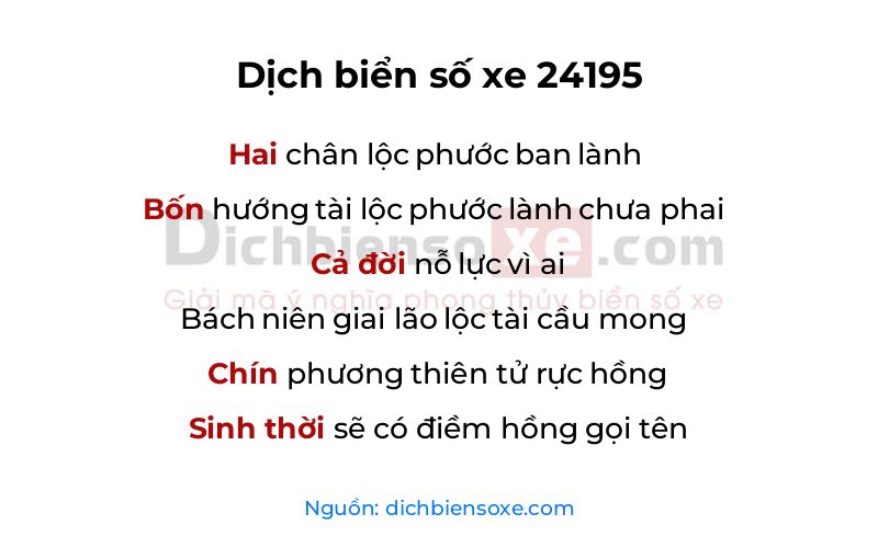 Dịch thơ biển số 24195