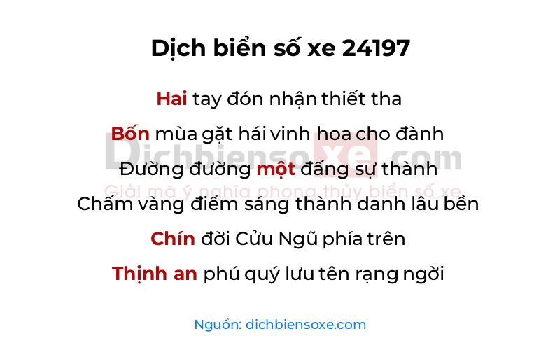 Dịch thơ biển số 24197