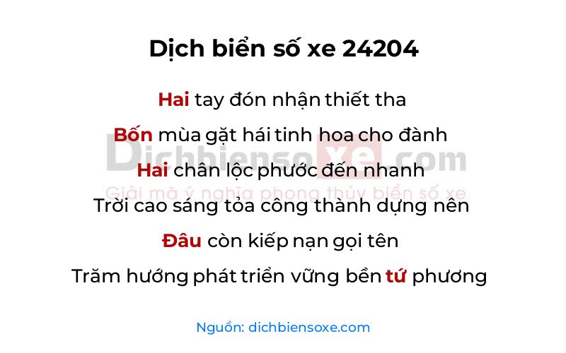 Dịch thơ biển số 24204