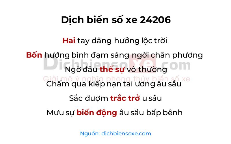 Dịch thơ biển số 24206
