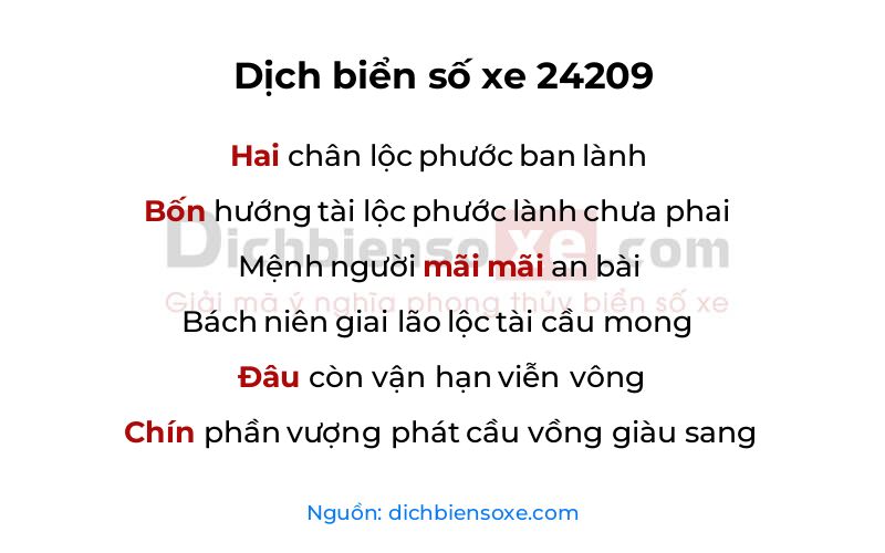 Dịch thơ biển số 24209