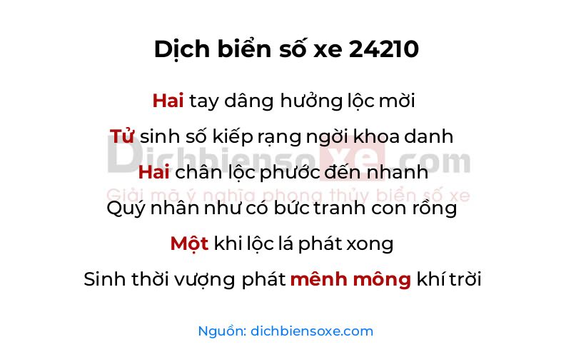 Dịch thơ biển số 24210