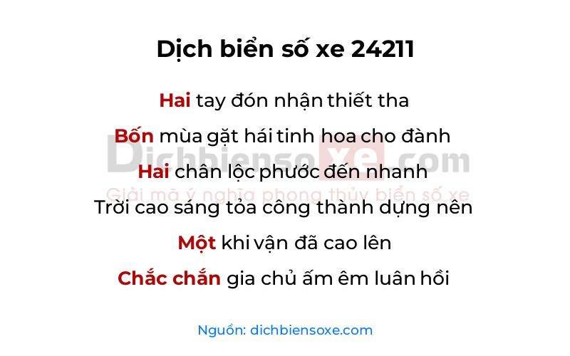 Dịch thơ biển số 24211