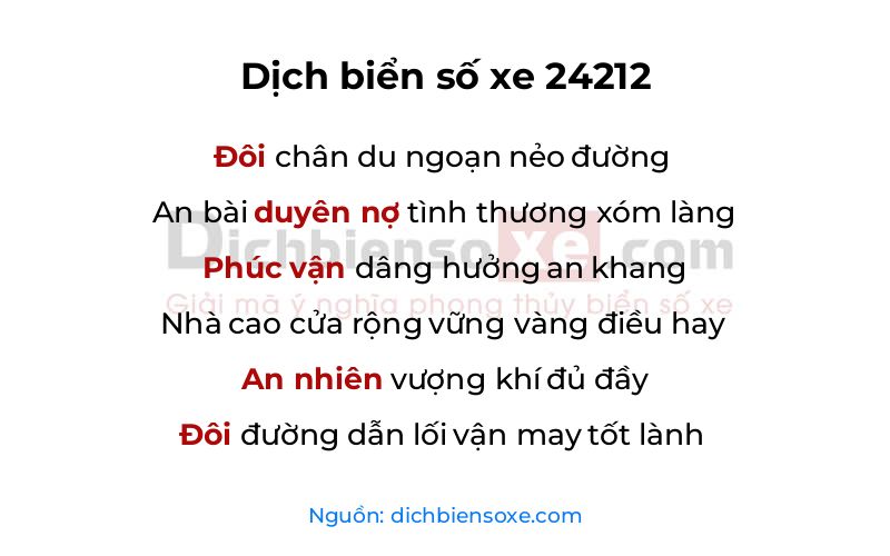 Dịch thơ biển số 24212