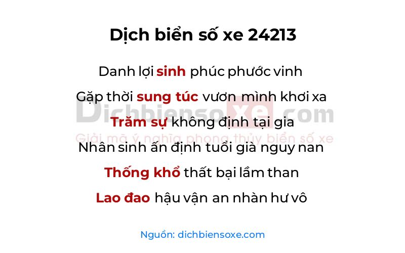 Dịch thơ biển số 24213