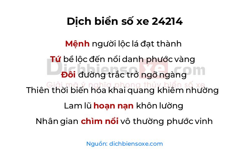Dịch thơ biển số 24214